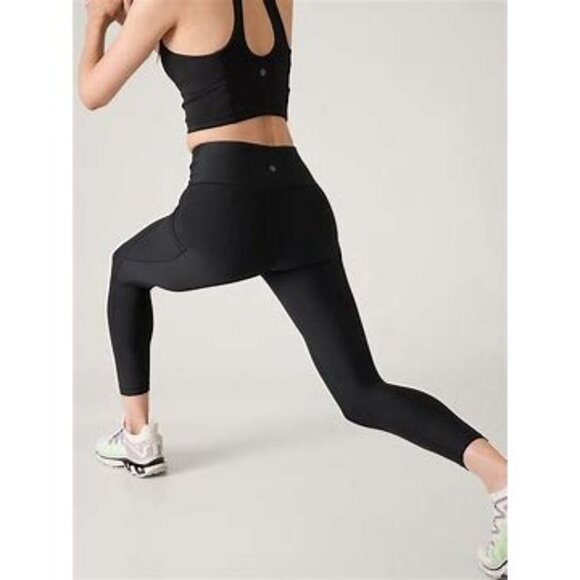 Athleta Black Interval Stash High Rise 7/8 Leggings Small - Picture 2 of 10